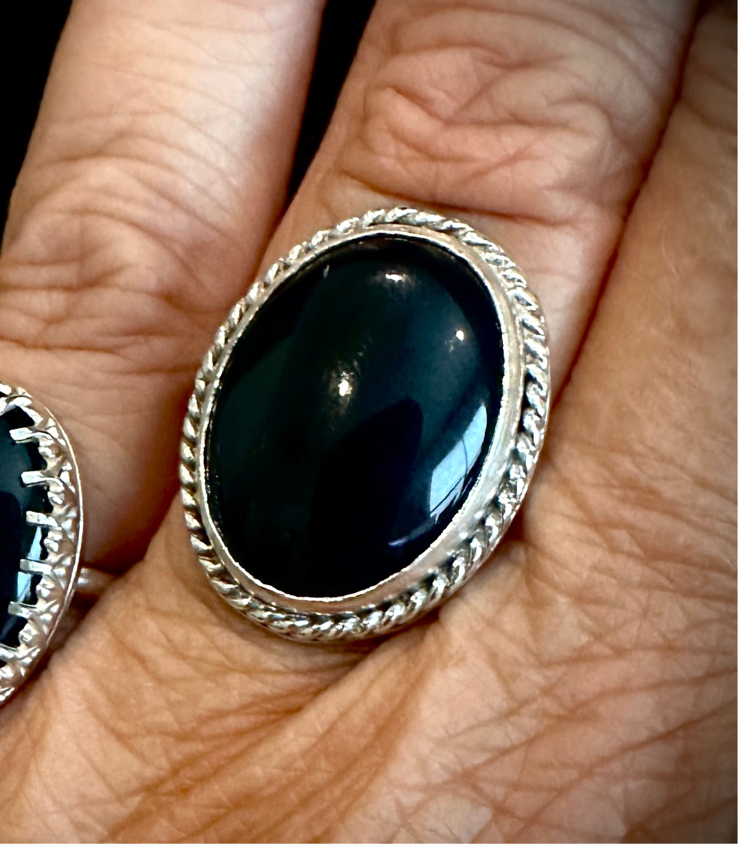 Black Onyx ring with sterling silver size 7.5