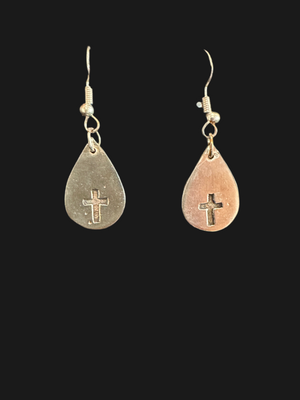 Sterling silver cross drop earrings