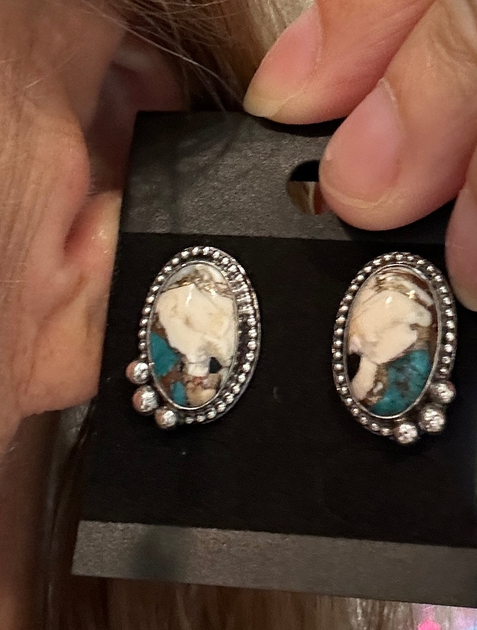 White Buffalo stud earrings