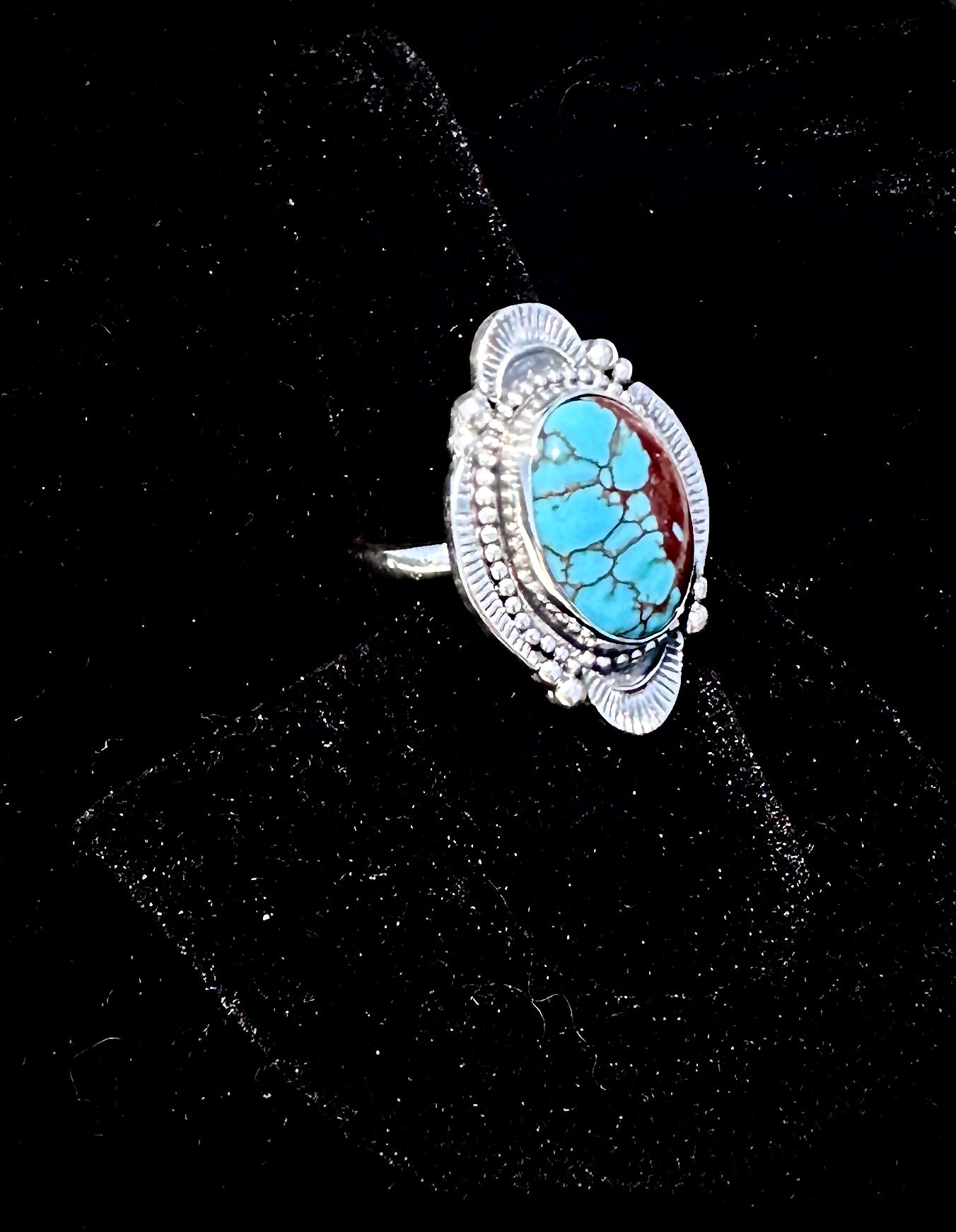 Egyptian turquoise sterling silver handmade ring size 7.5