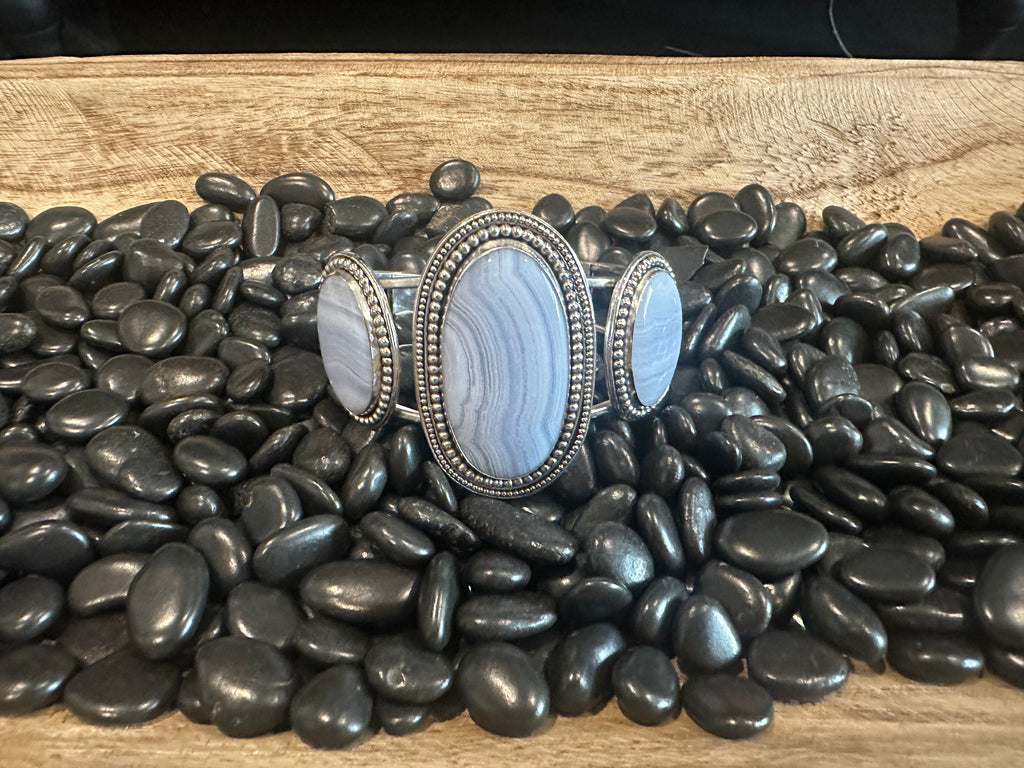 Blue lace agate cuff bracelet