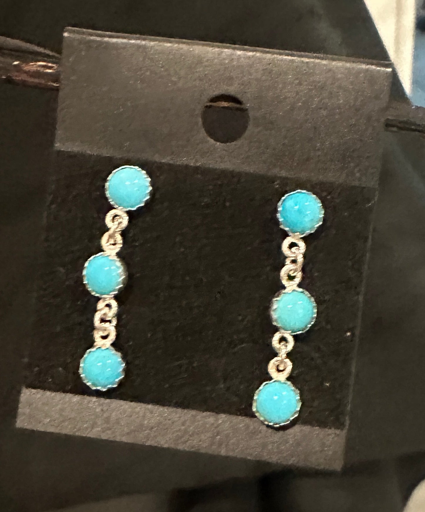 Triple sleeping beauty turquoise stud earrings