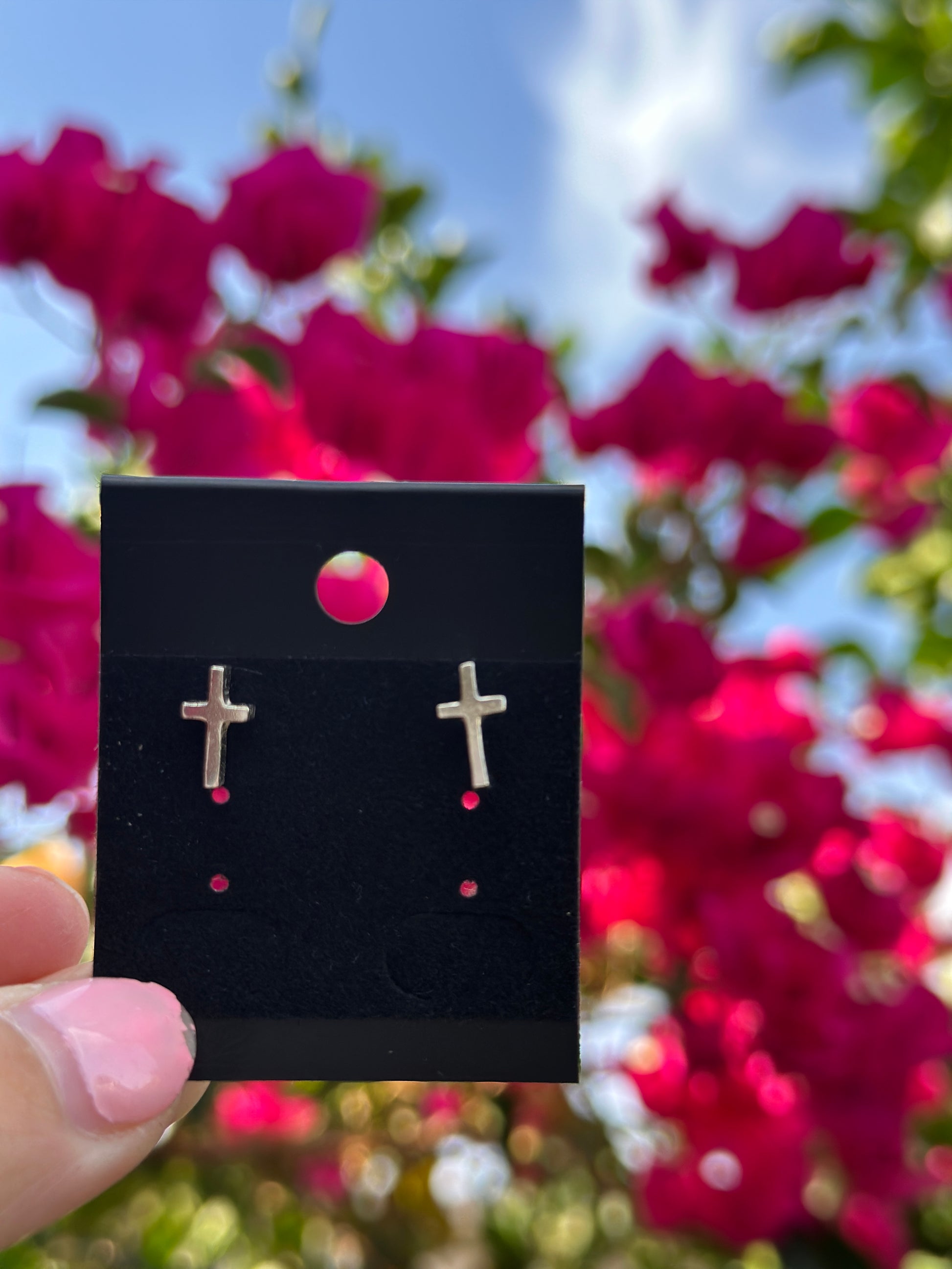 Cross stud earrings