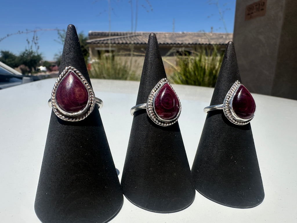 Purple Spiny Oyster Sterling silver ring