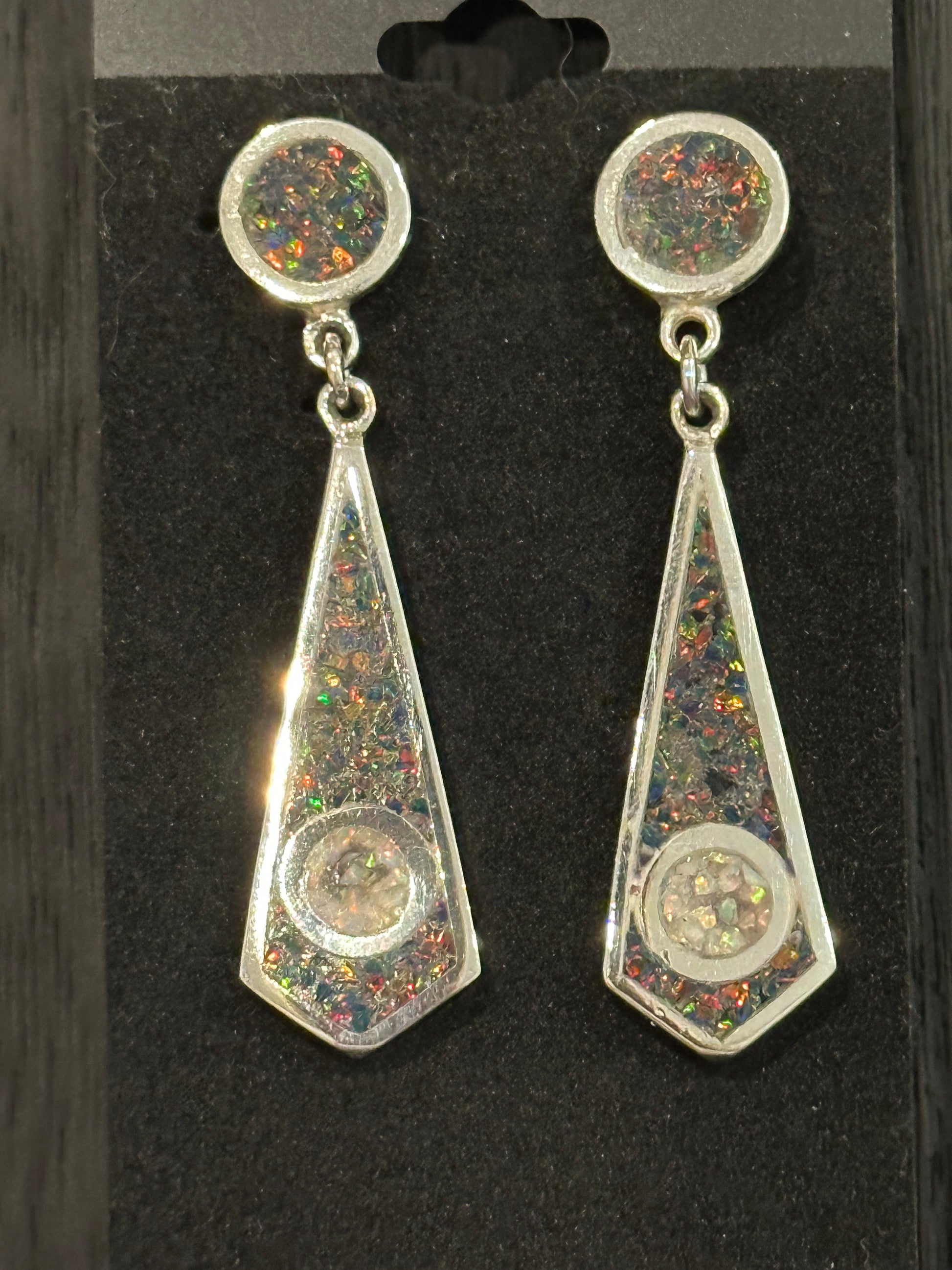 Sterling silver earrings with opal inlay