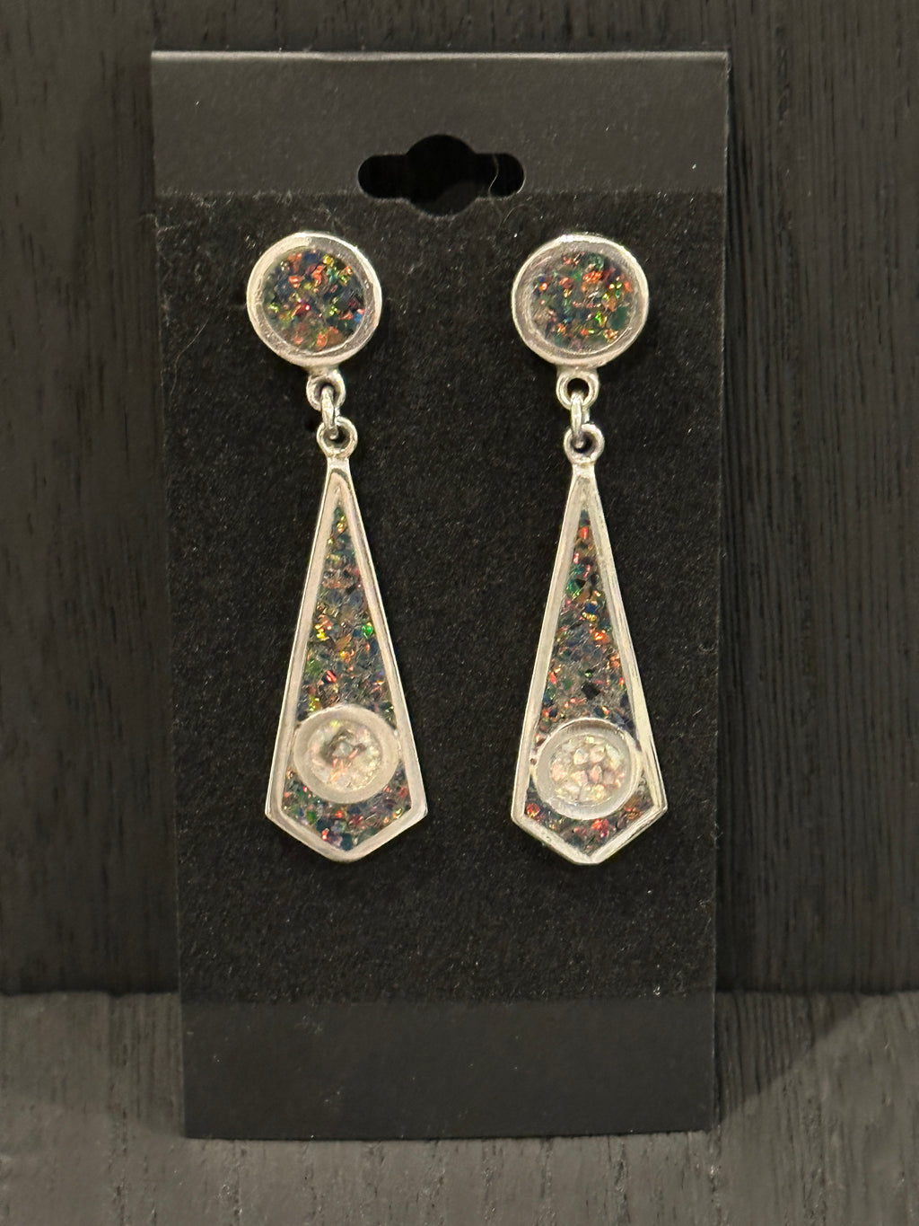 Sterling silver earrings with opal inlay
