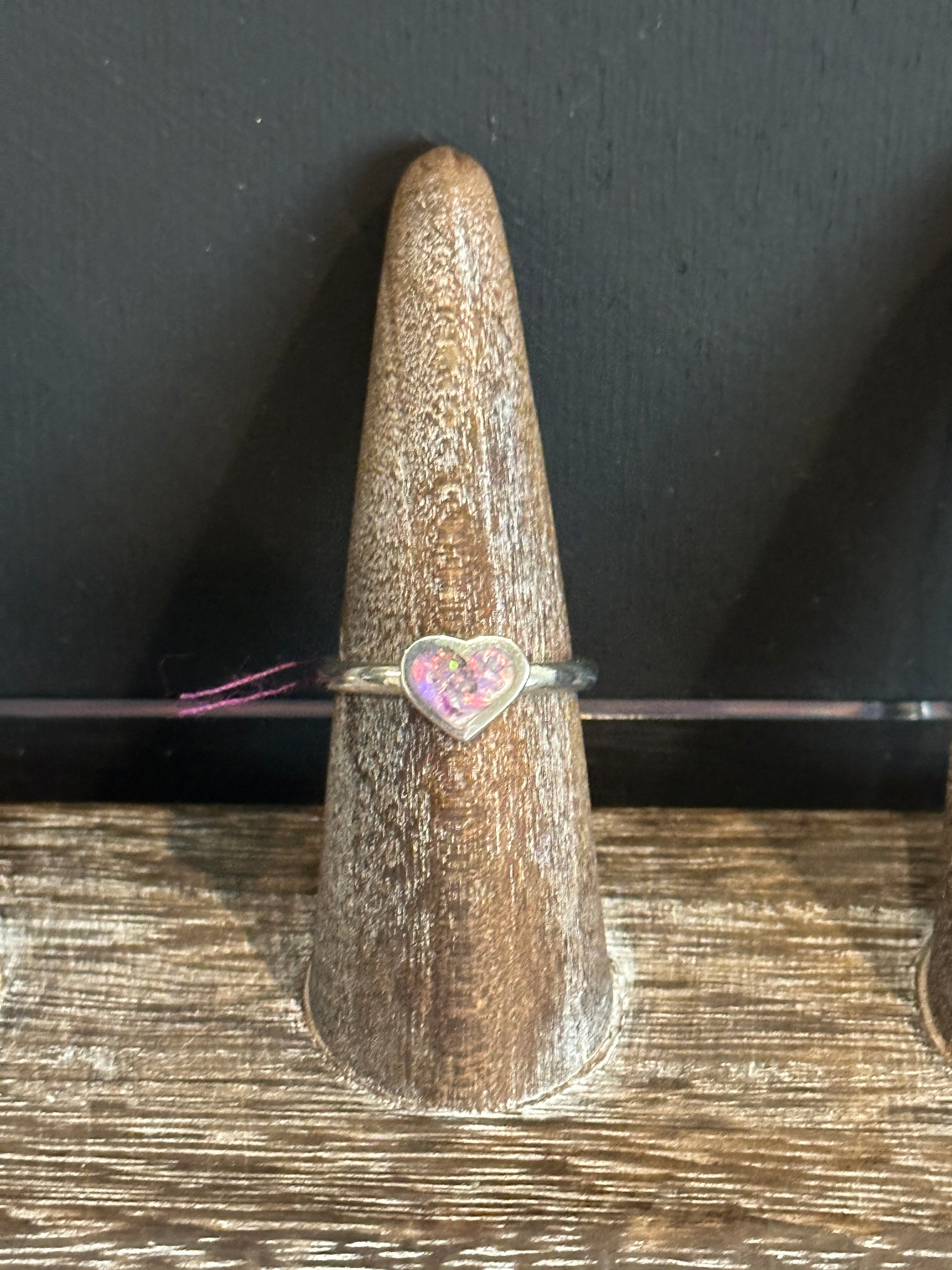 Heart inlay ring pink