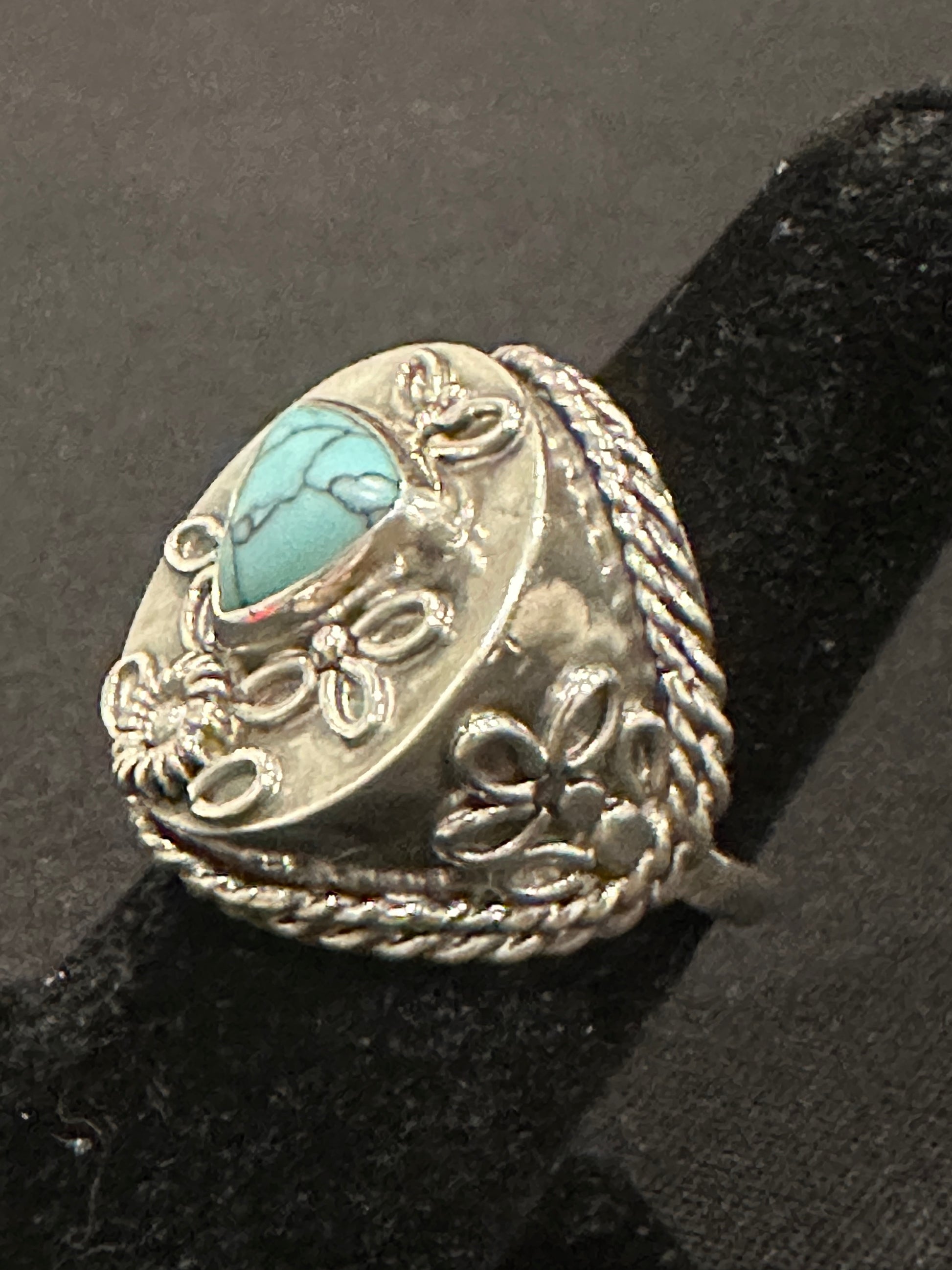 Sterling silver statement ring with turquoise