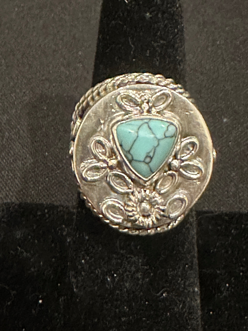 Sterling silver statement ring with turquoise
