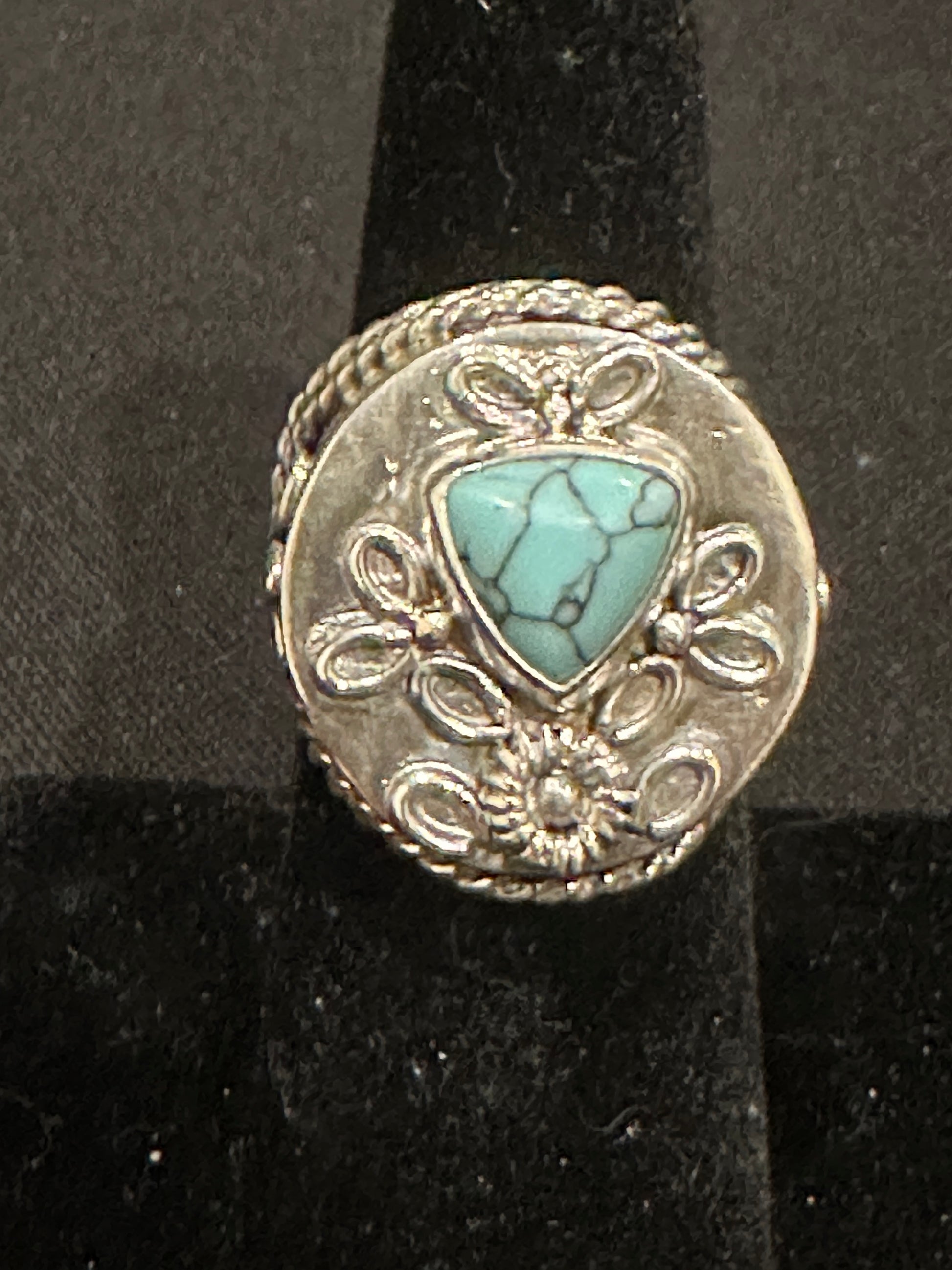 Sterling silver statement ring with turquoise