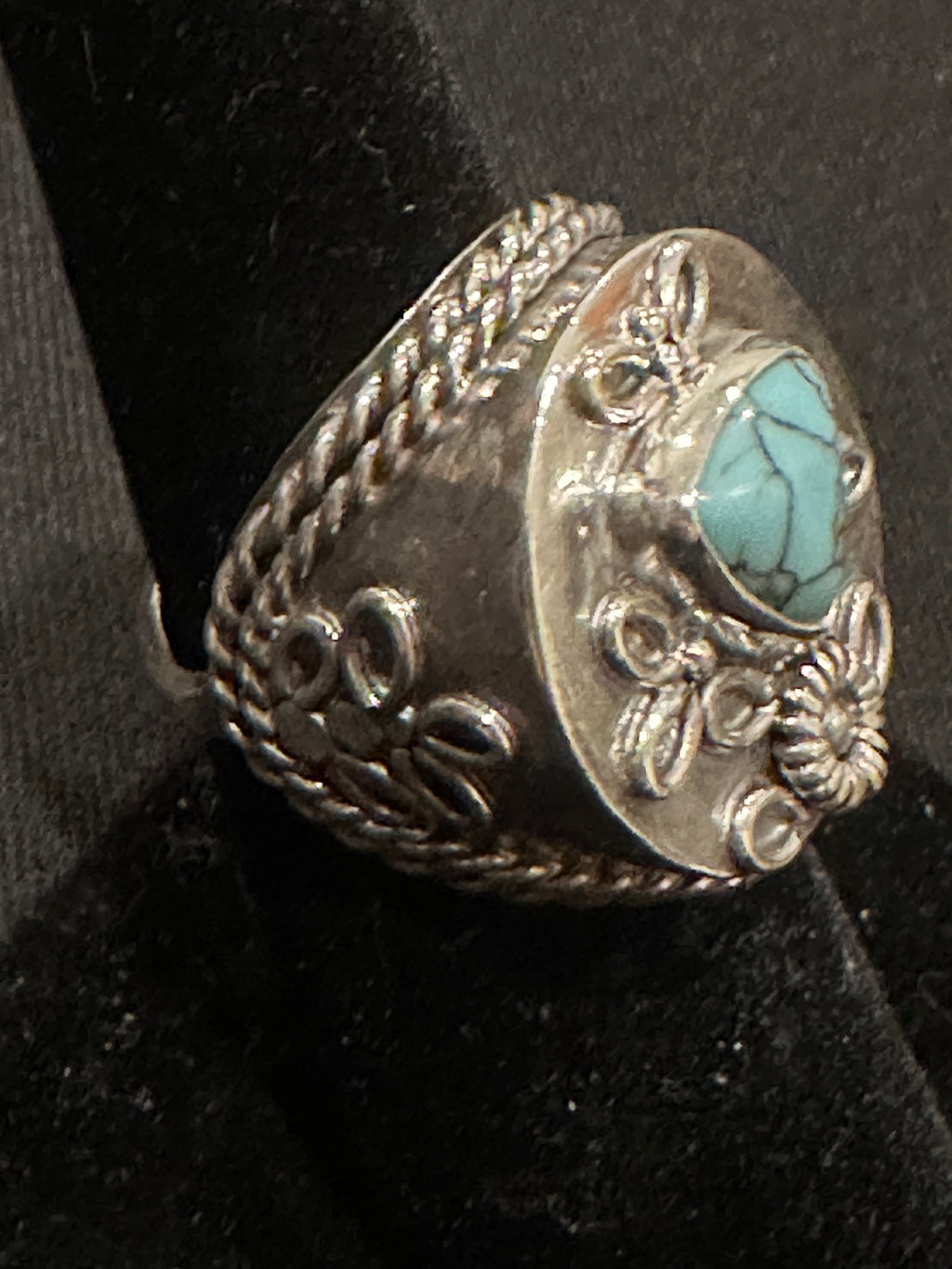 Sterling silver statement ring with turquoise