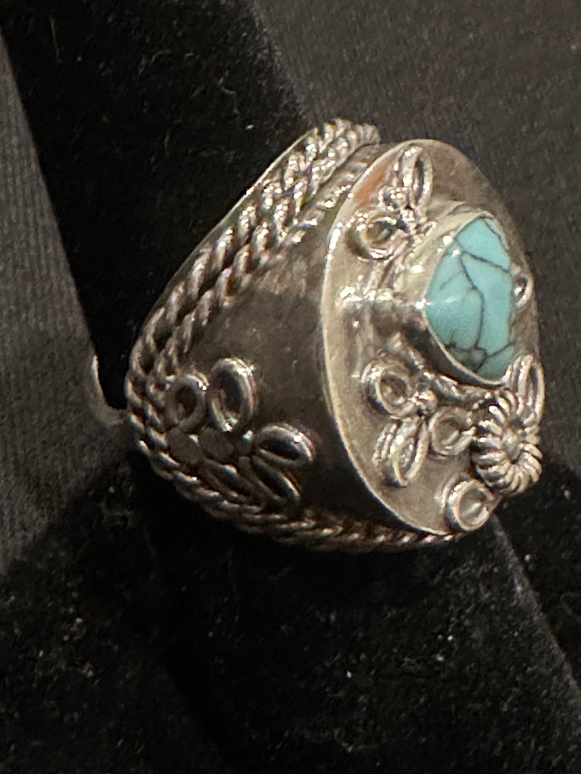 Sterling silver statement ring with turquoise