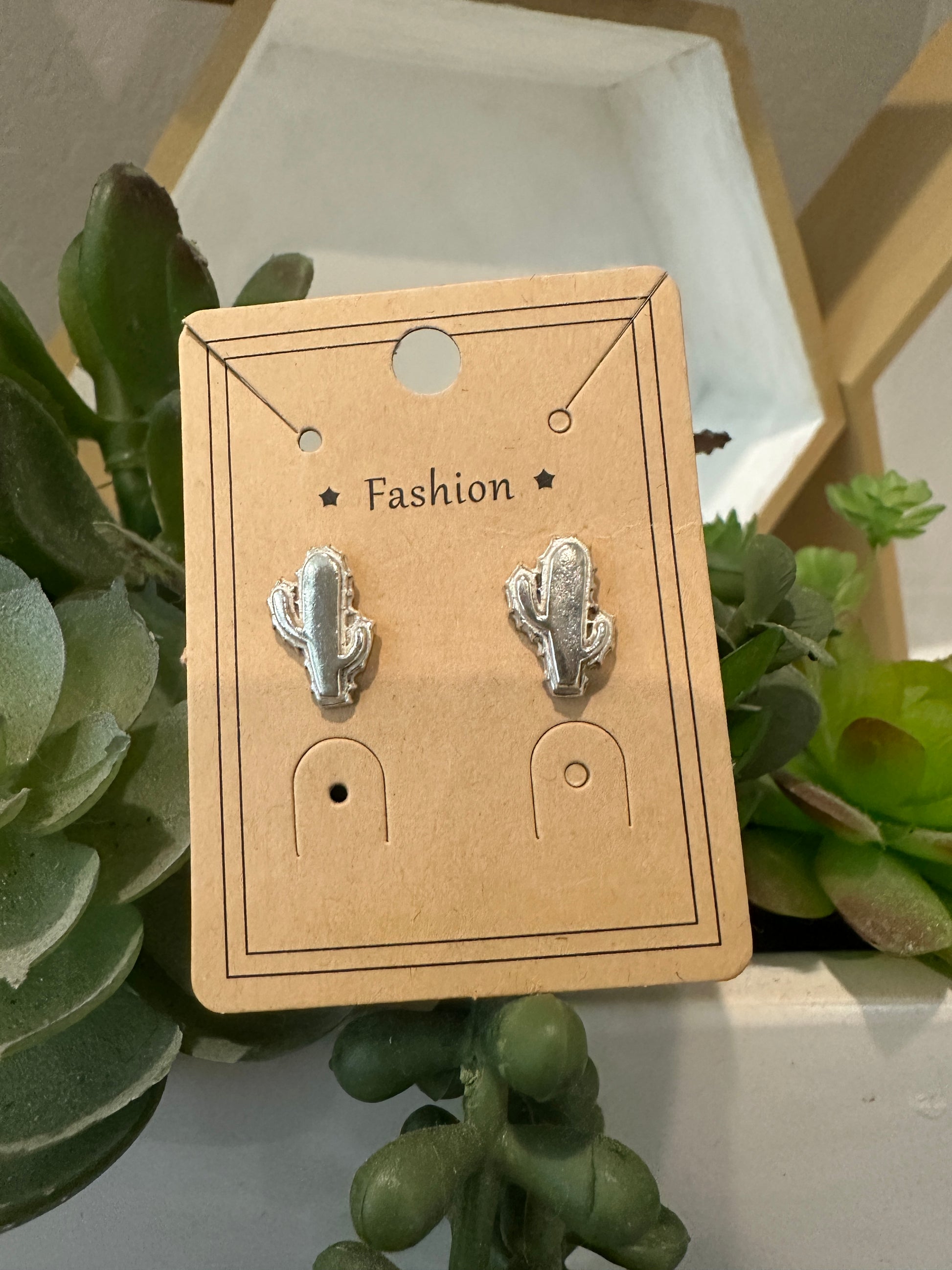 Mini saguaro cactus stud earrings