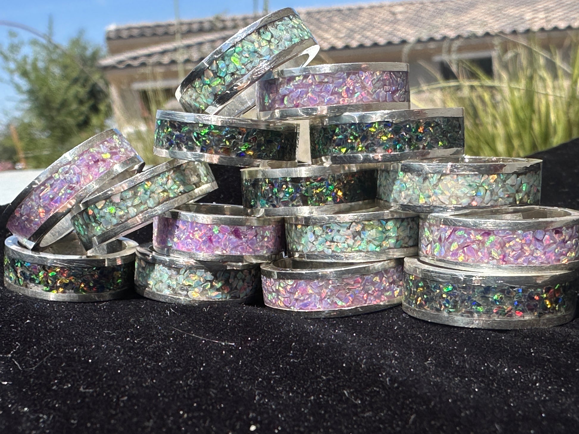 Sterling silver ring with inlay