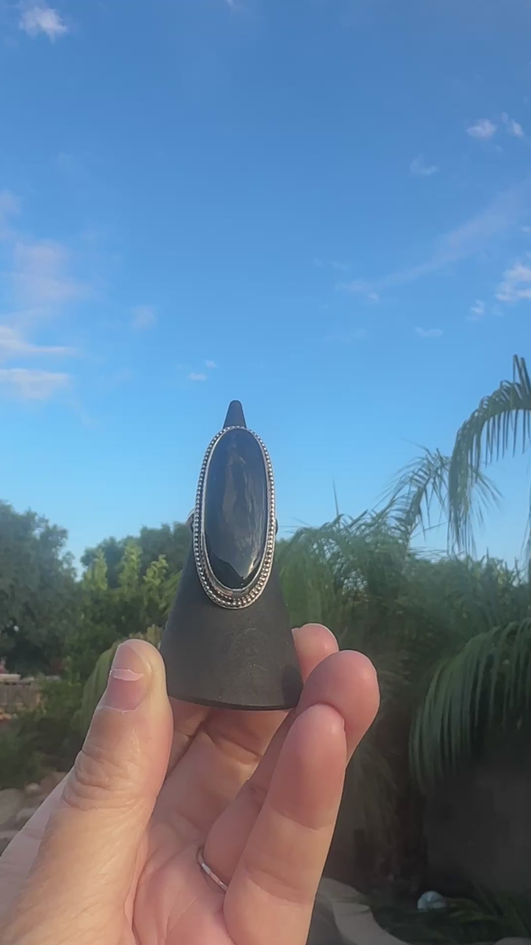 An extra large onyx ring