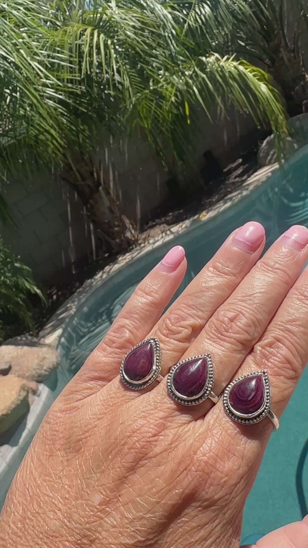 Purple Spiny Oyster Sterling silver ring